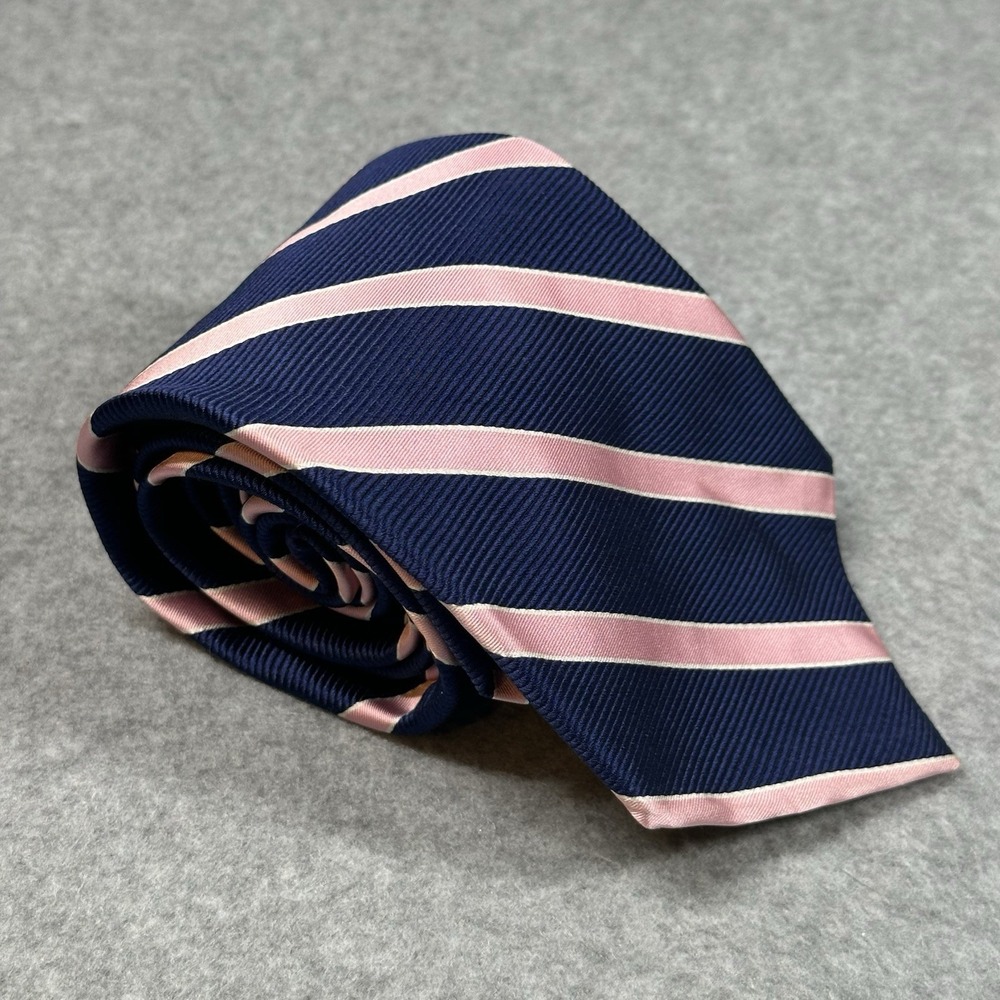 Brooks Brothers 346 Silk Striped Tie Navy Pink Repp Classic Mens 58x3.6in NOTE